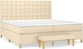vidaXL Κρεβάτι Boxspring με Στρώμα Κρεμ 200x200 εκ. Υφασμάτινο