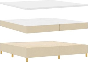 vidaXL Κρεβάτι με ελατήρια με στρώμα Κρεμ 200 x 200 cm ύφασμα
