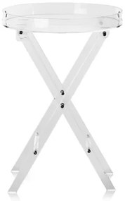 VEVOR Acrylic Folding Tray Table, Acrylic End Table with Folding X Leg, Clear Acrylic Side Table for Coffee, Drink, Food, Snack used in Living Room, Bedroom, and Study