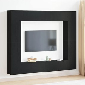 vidaXL Ντουλάπι TV 8 pcs Μαύρο 221 x 30 x 180 εκ. Επεξεργασμένο ξύλο