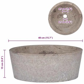 vidaXL Νιπτήρας Γκρι Ø40 x 15 εκ. Μαρμάρινος