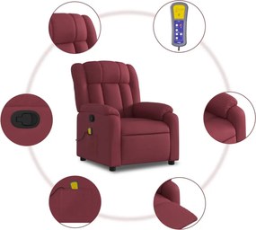 vidaXL Πολυθρόνα Μασάζ Ανακλινόμενη Μπορντό Υφασμάτινη