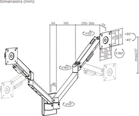 BRATECK επιτοίχια βάση για 2x οθόνες LDA113-114, 17-32", έως 9kg