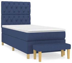 Κρεβάτι Boxspring με Στρώμα Μπλε 80x200 εκ. Υφασμάτινο - Μπλε