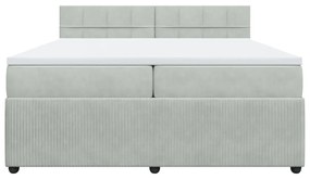 vidaXL Κρεβάτι Boxspring με Στρώμα Ανοιχτό Γκρι 200x200 εκ. Βελούδινο