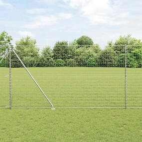 vidaXL Φράχτης με Στήλες. Ασημί 1.6 x 10 m Ατσάλι