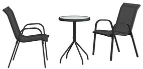 vidaXL Σετ Μπιστρό Κήπου 3 pcs Μαύρο Ατσάλι