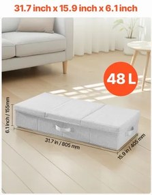 VEVOR Under Bed Storage 48L Foldable Underbed Box for Clothes Organization 2Pack