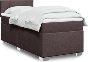 vidaXL Κρεβάτι Boxspring με Στρώμα Σκούρο Καφέ 90x200 εκ. Υφασμάτινο
