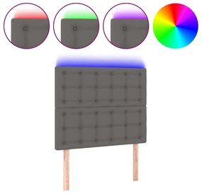 vidaXL Κεφαλάρι Κρεβατιού LED Γκρι 100x5x118/128 εκ