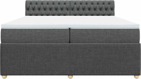 vidaXL Κρεβάτι Boxspring με Στρώμα Σκούρο Γκρι 200x200 εκ. Υφασμάτινο