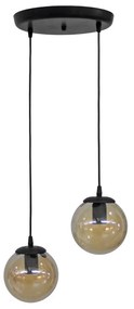 Φωτιστικό Οροφής GL-600 02-0354 Με Ανισόπεδες Σφαίρες 2/Ε27 Φ30x80cm Black-Honey Heronia