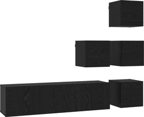 vidaXL Σετ επίπλου τηλεόρασης 6 pcs 60 x 30 x 30 cm Μαύρη Δρυς