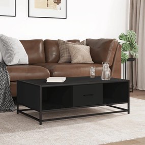 vidaXL Τραπεζάκι Σαλονιού Μαύρο 100x57x35 εκ. από Επεξ. Ξύλο/Μέταλλο