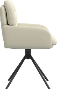 vidaXL Γυριστές καρέκλες φαγητού 2 pcs Τεχνητό Δέρμα Κρεμ