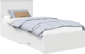 vidaXL Σκελετός Κρεβατιού Λευκό 90 x 190 cm Επεξεργασμένο Ξύλο