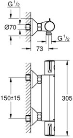 Μπαταρία ντουσιέρας θερμοστατική Grohe Grohtherm 800