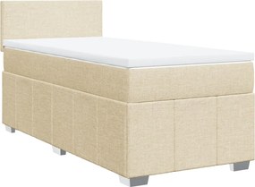 vidaXL Κρεβάτι Boxspring με Στρώμα Κρεμ 100 x 200 εκ. Υφασμάτινο