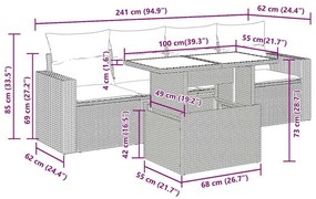 Σετ Καναπέ Κήπου 5 Τεμαχίων Μαύρο Συνθετικό Ρατάν με Μαξιλάρια - Μαύρο