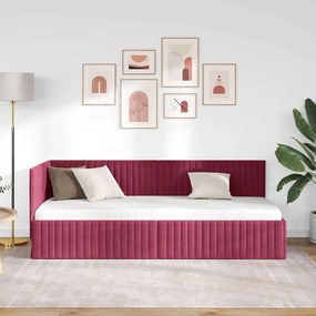 vidaXL Κρεβάτι Γωνίας με κεφαλάρι Μπορντό 80 x 200 cm Βελούδο