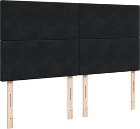vidaXL Κρεβάτι Boxspring με Στρώμα Μαύρο 200x200 εκ. Βελούδινο