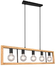 Φωτιστικό Οροφής - Ράγα Agra 313800532 5xE27 10W 100x8,5x150cm Natural-Black Trio Lighting Μέταλλο,Ξύλο