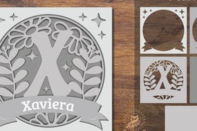 Intra απο ξύλο plywood  Χρώμα wenge 3mm-4mm πάχος - Floral Alphabet Shadow Box - Γράμμα X Δίασταση 25x25 cm INTRAFABR-88150944