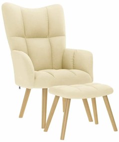 Πολυθρόνα Relax Κρεμ Υφασμάτινη με Υποπόδιο