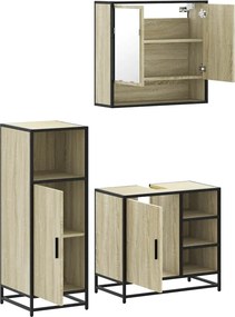 vidaXL Σετ Επίπλων Μπάνιου 3 Τεμαχίων Sonoma Δρυς Επεξεργασμένο Ξύλο