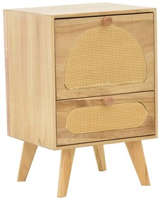 Κομοδίνο Finian ξύλο σε φυσική απόχρωση 40x35x59εκ Υλικό: paulownia pine wood drawer with rattan 135-000018