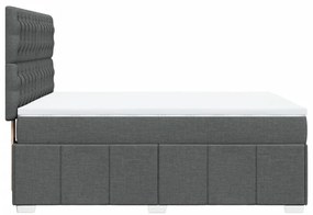vidaXL Κρεβάτι Boxspring με Στρώμα Σκούρο Γκρι 140x190 εκ. Υφασμάτινο