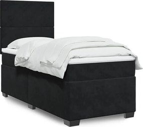 vidaXL Κρεβάτι Boxspring με Στρώμα Μαύρο 100x200 εκ. Βελούδινο