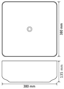 Νιπτήρας Τετράγωνος Μαύρος 38 x 38 x 13,5 εκ. Κεραμικός - Μαύρο