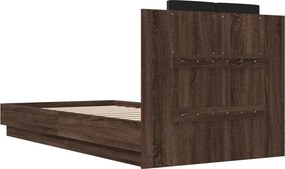 vidaXL Πλαίσιο Κρεβατιού με Κεφαλάρι Καφέ Δρυς 75x190 εκ.