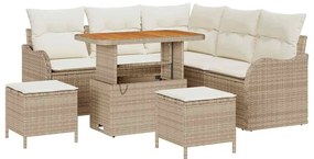 vidaXL Σετ Καναπέ Κήπου 8 pcs Μπεζ συνθετικό ρατάν