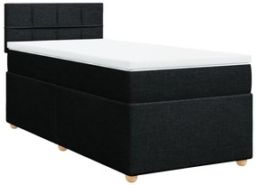 Κρεβάτι Boxspring με Στρώμα Μαύρο 90x190 εκ.Υφασμάτινο - Μαύρο