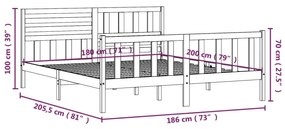 Πλαίσιο Κρεβατιού 180 x 200 εκ. Μασίφ Ξύλο Super King Size - Καφέ