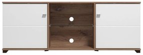 Έπιπλο TV Burgundy 160 3K2V Λευκό - Flagstaff Oak - Λευκό Γυαλιστερό 157x40x51 εκ. 157x40x51 εκ.