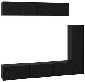 vidaXL Σετ επίπλου τηλεόρασης 6 pcs Μαύρη Οξυά Επεξεργασμένο ξύλο