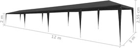 vidaXL Τέντα Εκδηλώσεων Ανθρακί 3 x 12 μ. από Πολυαιθυλένιο