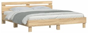 vidaXL Πλαίσιο Κρεβατιού με Κεφαλάρι Sonoma Δρυς 200x200εκ. Επεξ. Ξύλο