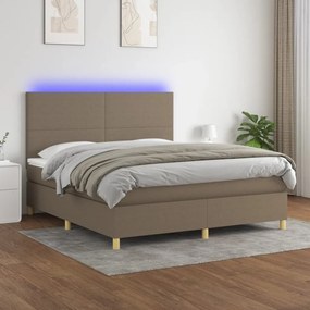 ΚΡΕΒΑΤΙ BOXSPRING ΜΕ ΣΤΡΩΜΑ &amp; LED TAUPE 160X200 ΕΚ. ΥΦΑΣΜΑΤΙΝΟ 3135289