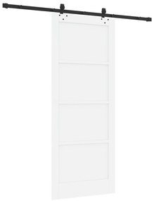 vidaXL Συρόμενη Πόρτα με Σετ Εξαρτημάτων Λευκή 86x211 εκ. Στερεό Ξύλο Πεύκο