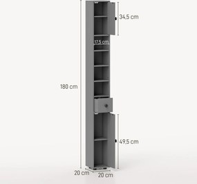 Ντουλάπι μπάνιου 4 Ράφια Συρτάρι Νοβιοσανίδα Λεπτό Σχέδιο Γκρι