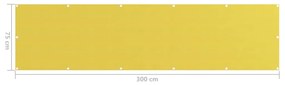 vidaXL Διαχωριστικό Βεράντας Κίτρινο 75 x 300 εκ. από HDPE