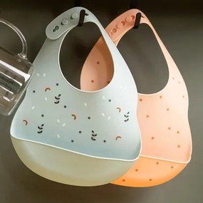 Nattou Σαλιάρα σιλικόνης με τύπωμα Rainbows Mint