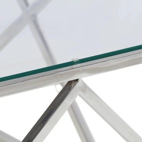 vidaXL Τραπέζι Σαλονιού Ασημί από Ανοξείδωτο Ατσάλι και Ψημένο Γυαλί