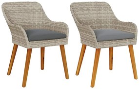vidaXL Καρέκλα Κήπου με μαξιλάρι 2 pcs Ανοιχτό γκρι 55 x 62.5 x 82 εκ.