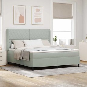 vidaXL Κρεβάτι με ελατήρια Ανοιχτό γκρι 180 x 200 cm Βελούδο