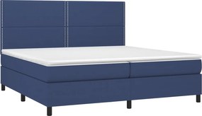 vidaXL Κρεβάτι Boxspring με Στρώμα Μπλε 200x200 εκ. Υφασμάτινο
